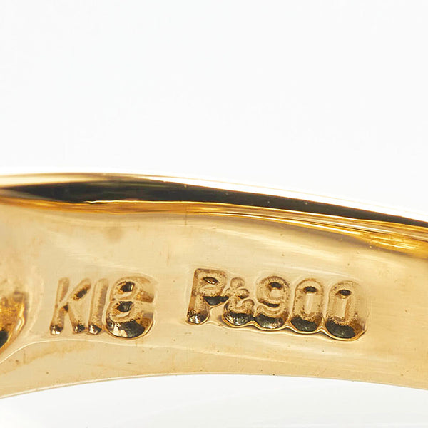 ノーブランド K18YG イエローゴールド Pt900 プラチナ コンビ ダイヤ0.12ct リング 指輪 レディース no brand 12号 【中古】