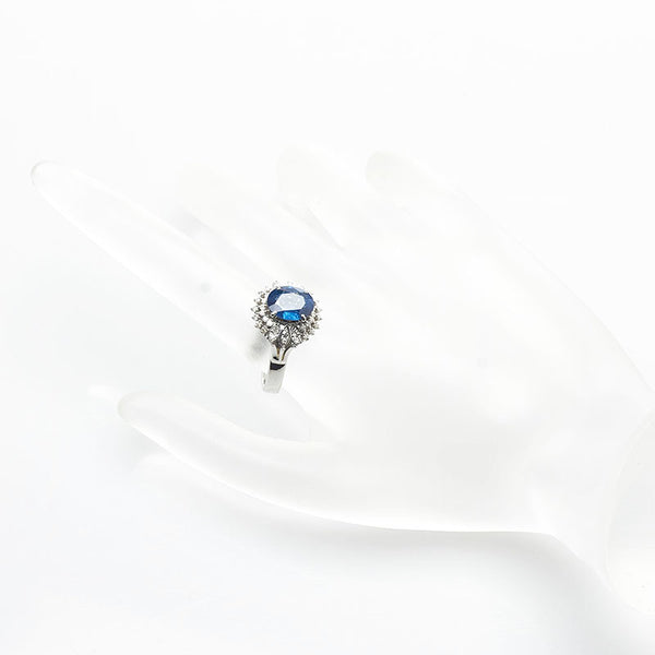 Pt900 プラチナ サファイア2.30ct ダイヤ0.30ct リング 指輪 レディース 17号 【中古】