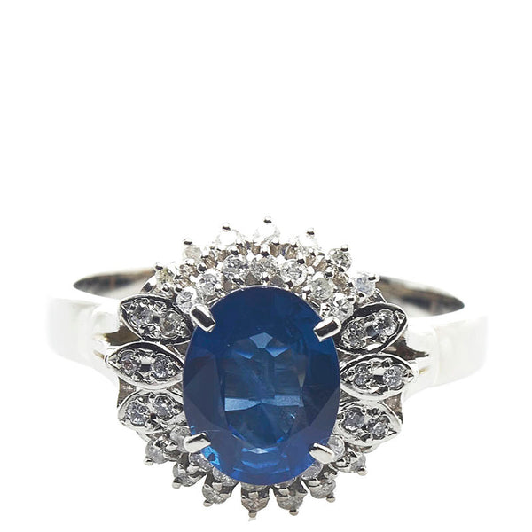 Pt900 プラチナ サファイア2.30ct ダイヤ0.30ct リング 指輪 レディース 17号 【中古】