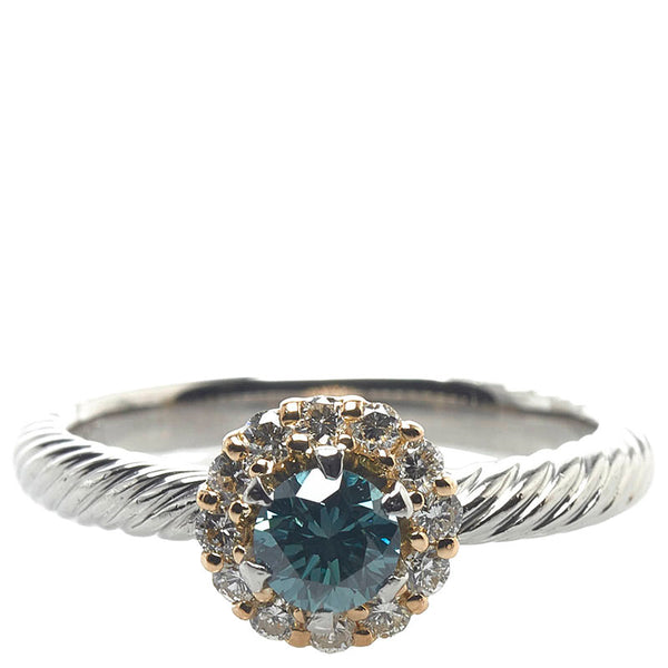 Pt900 プラチナ K18YG イエローゴールド コンビ ダイヤ0.297ct ダイヤ0.18ct リング 指輪 レディース 6.5号 【中古】