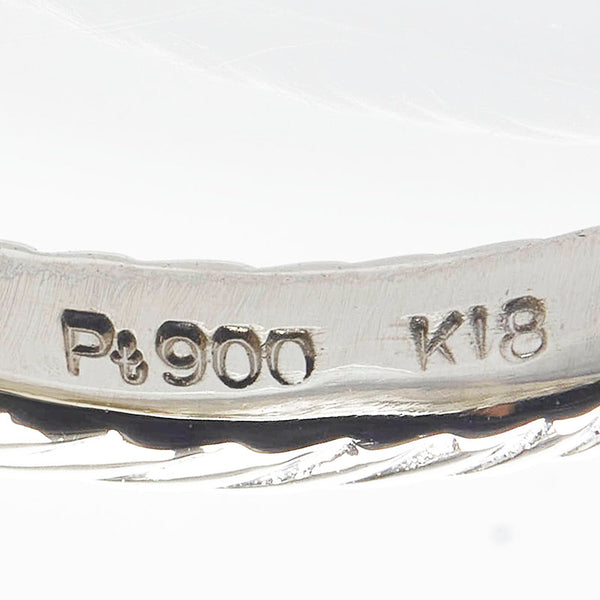 Pt900 プラチナ K18YG イエローゴールド コンビ ダイヤ0.297ct ダイヤ0.18ct リング 指輪 レディース 6.5号 【中古】