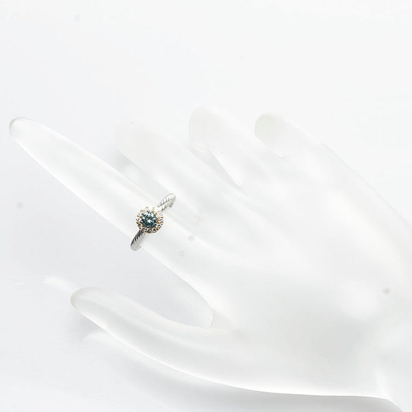 Pt900 プラチナ K18YG イエローゴールド コンビ ダイヤ0.297ct ダイヤ0.18ct リング 指輪 レディース 6.5号 【中古】