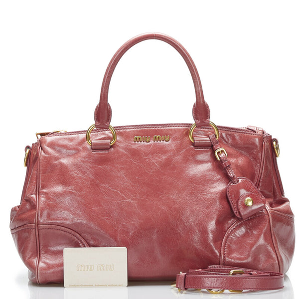 ミュウミュウ ハンドバッグ ショルダーバッグ 2WAY RN1127 ピンク レザー レディース MIUMIU 【中古】