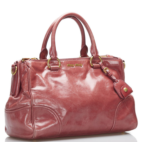 ミュウミュウ ハンドバッグ ショルダーバッグ 2WAY RN1127 ピンク レザー レディース MIUMIU 【中古】