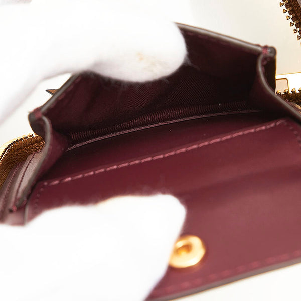 トリーバーチ 二つ折り財布 コンパクトウォレット ベージュ キャンバス レザー レディース Tory Burch 【中古】
