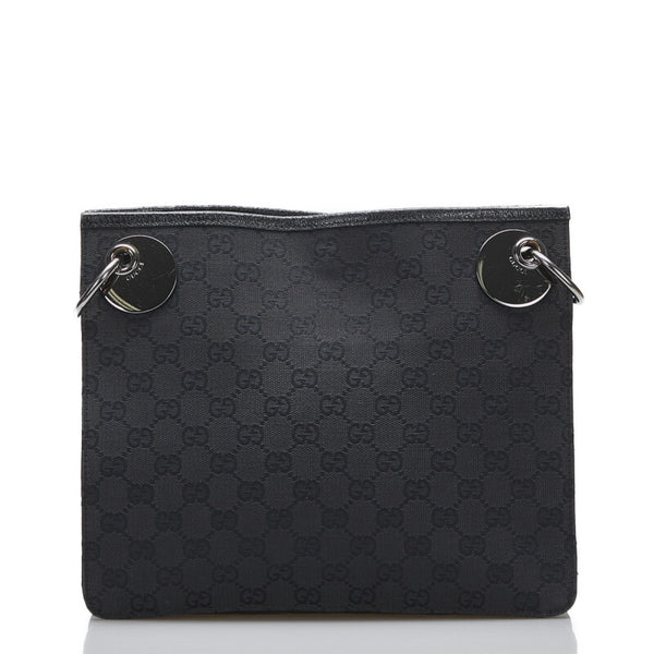 グッチ GGキャンバス 斜め掛け ショルダーバッグ 120814 ブラック キャンバス レザー レディース GUCCI 【中古】