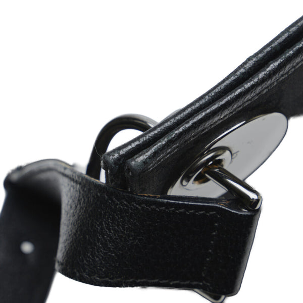 グッチ GGキャンバス 斜め掛け ショルダーバッグ 120814 ブラック キャンバス レザー レディース GUCCI 【中古】