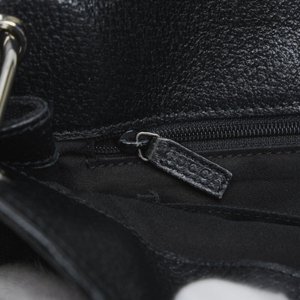 グッチ GGキャンバス 斜め掛け ショルダーバッグ 120814 ブラック キャンバス レザー レディース GUCCI 【中古】