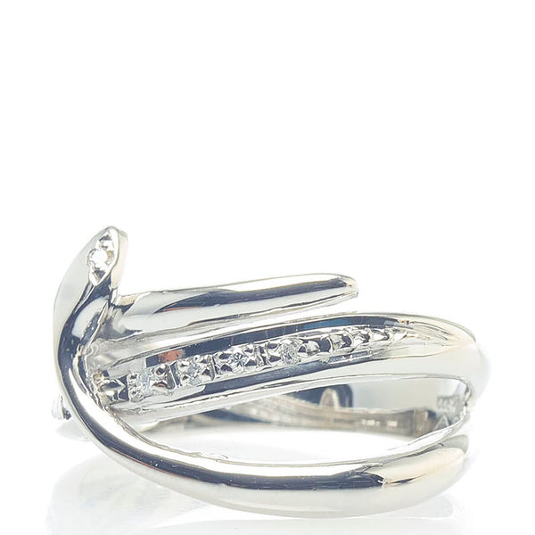 Pt900 プラチナ ダイヤ0.06ct 蛇 スネーク リング 指輪 レディース 11号 【中古】