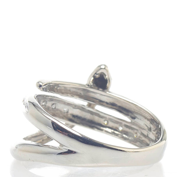 Pt900 プラチナ ダイヤ0.06ct 蛇 スネーク リング 指輪 レディース 11号 【中古】