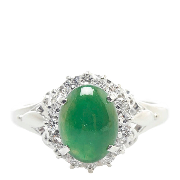 Pt900 プラチナ ひすい1.84ct ダイヤ0.23ct リング 指輪 レディース 13号 【中古】