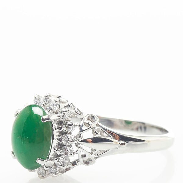 Pt900 プラチナ ひすい1.84ct ダイヤ0.23ct リング 指輪 レディース 13号 【中古】