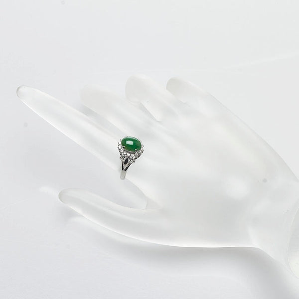 Pt900 プラチナ ひすい1.84ct ダイヤ0.23ct リング 指輪 レディース 13号 【中古】