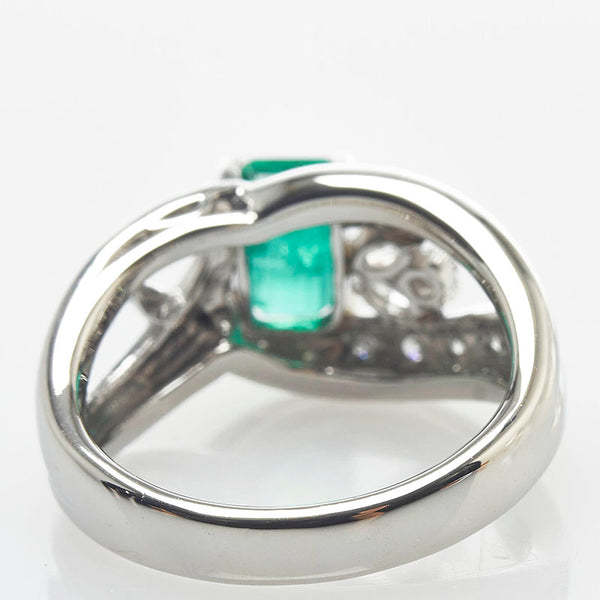 Pt900 プラチナ エメラルド1.12ct ダイヤ0.37ct リング 指輪 レディース 11.5号 【中古】