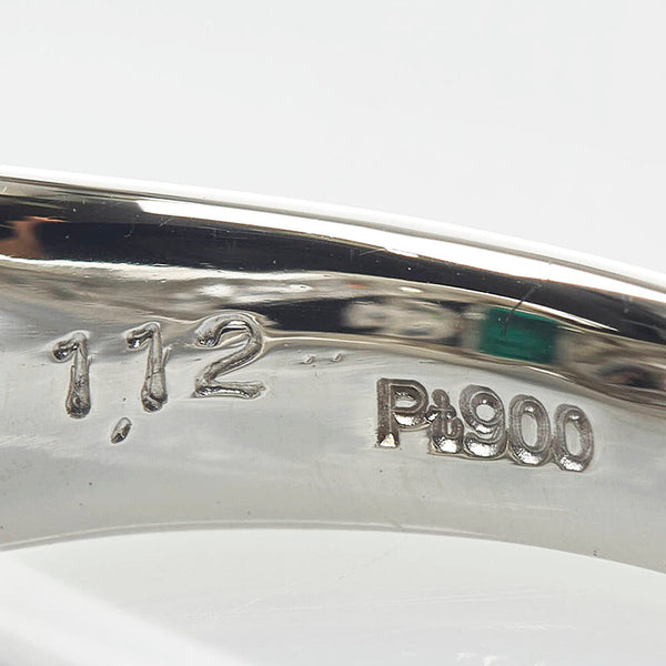 Pt900 プラチナ エメラルド1.12ct ダイヤ0.37ct リング 指輪 レディース 11.5号 【中古】