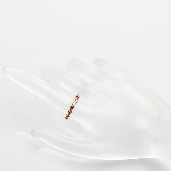 K18YG イエローゴールド ルビー0.35ct ダイヤ0.20ct リング 指輪 レディース 11.5号 【中古】