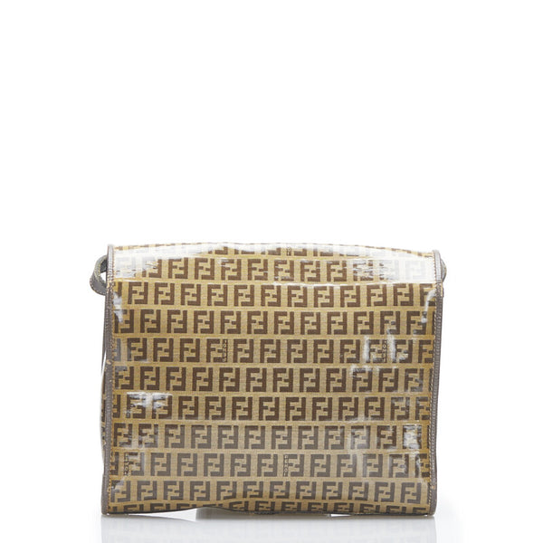 フェンディ ズッキーノ 斜め掛け ショルダーバッグ ブラウン PVC レザー レディース FENDI 【中古】