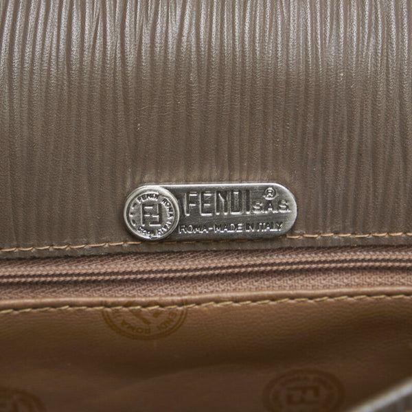 フェンディ ズッキーノ 斜め掛け ショルダーバッグ ブラウン PVC レザー レディース FENDI 【中古】