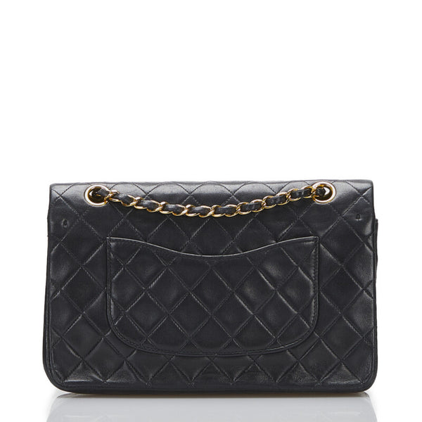 シャネル マトラッセ ダブルフラップ チェーン ショルダーバッグ ブラック ゴールド レザー レディース CHANEL 【中古】