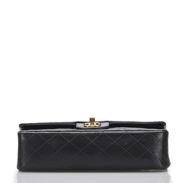 シャネル マトラッセ ダブルフラップ チェーン ショルダーバッグ ブラック ゴールド レザー レディース CHANEL 【中古】
