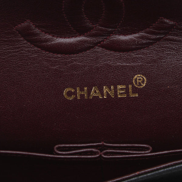 シャネル マトラッセ ダブルフラップ チェーン ショルダーバッグ ブラック ゴールド レザー レディース CHANEL 【中古】