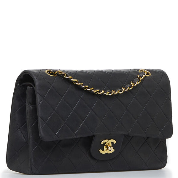 シャネル マトラッセ ココマーク ダブルフラップ チェーン ショルダーバッグ ブラック ゴールド レザー レディース CHANEL 【中古】