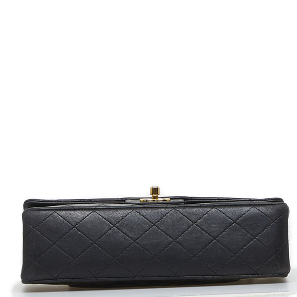 シャネル マトラッセ ココマーク ダブルフラップ チェーン ショルダーバッグ ブラック ゴールド レザー レディース CHANEL 【中古】
