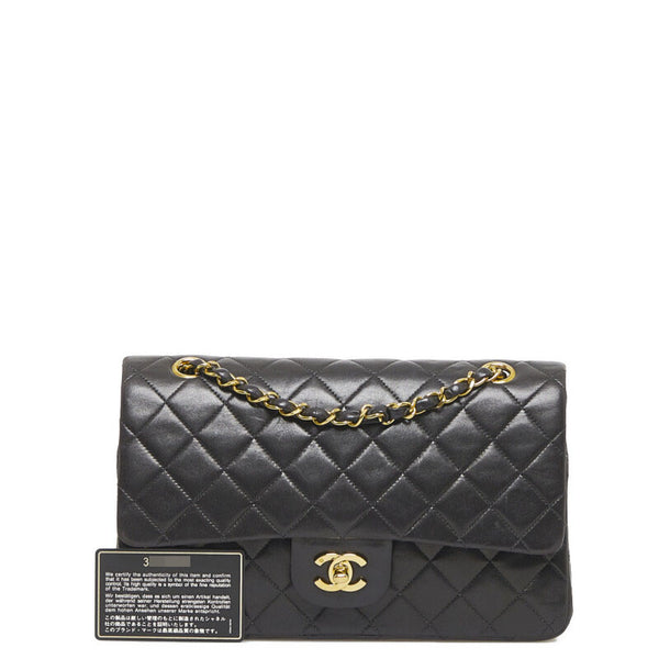 シャネル マトラッセ25 ダブルフラップ チェーン ショルダーバッグ ブラック レザー レディース CHANEL 【中古】