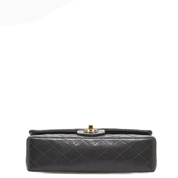 シャネル マトラッセ25 ダブルフラップ チェーン ショルダーバッグ ブラック レザー レディース CHANEL 【中古】