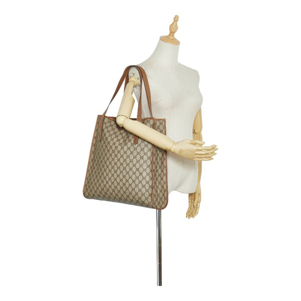 グッチ オールドグッチ ハンドバッグ トートバッグ 92.02.998 ベージュ ブラウン PVC レザー レディース GUCCI 【中古】