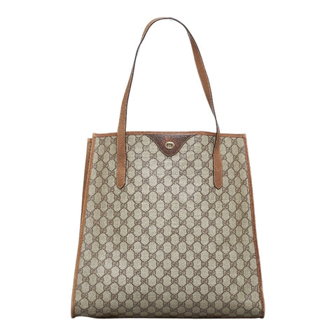 グッチ オールドグッチ ハンドバッグ トートバッグ 92.02.998 ベージュ ブラウン PVC レザー レディース GUCCI 【中古】