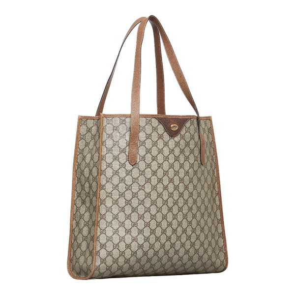 グッチ オールドグッチ ハンドバッグ トートバッグ 92.02.998 ベージュ ブラウン PVC レザー レディース GUCCI 【中古】