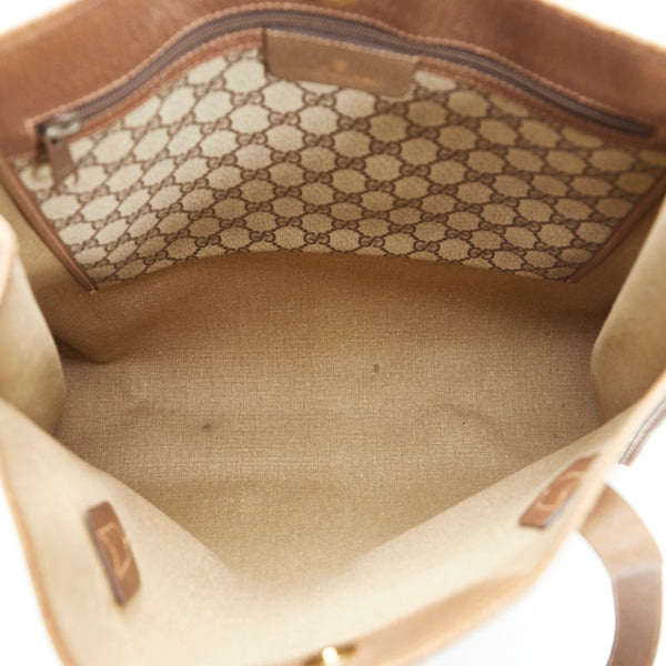 グッチ オールドグッチ ハンドバッグ トートバッグ 92.02.998 ベージュ ブラウン PVC レザー レディース GUCCI 【中古】
