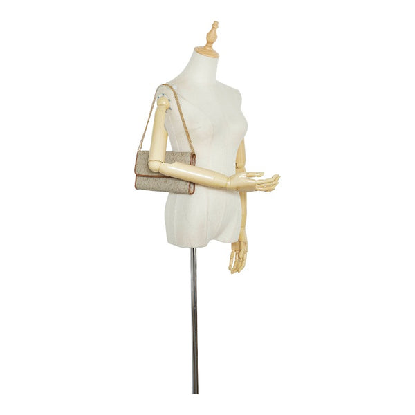 ディオール ヴィンテージ ハニカム チェーン ショルダーバッグ ベージュ ブラウン PVC レザー レディース Dior 【中古】