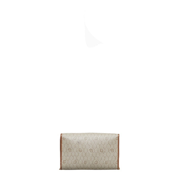 ディオール ヴィンテージ ハニカム チェーン ショルダーバッグ ベージュ ブラウン PVC レザー レディース Dior 【中古】