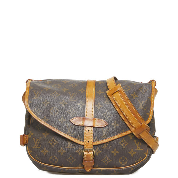 ルイ ヴィトン モノグラム ソミュール30 斜めがけ ショルダーバッグ M42256 ブラウン PVC レザー レディース LOUIS VUITTON 【中古】