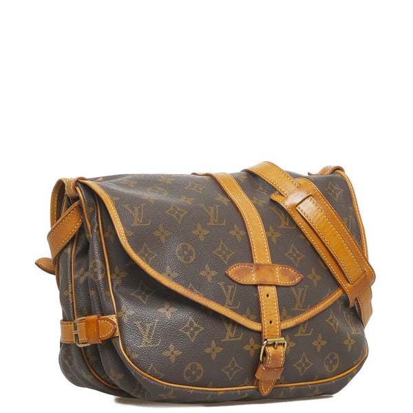 ルイ ヴィトン モノグラム ソミュール30 斜めがけ ショルダーバッグ M42256 ブラウン PVC レザー レディース LOUIS VUITTON 【中古】