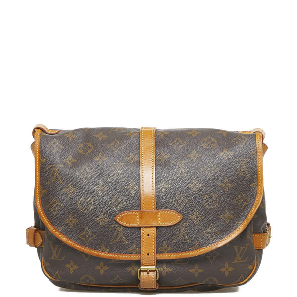 ルイ ヴィトン モノグラム ソミュール30 斜めがけ ショルダーバッグ M42256 ブラウン PVC レザー レディース LOUIS VUITTON 【中古】