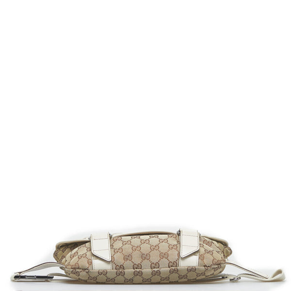 グッチ GGキャンバス ウエストバッグ ボディバッグ 145841 ブラウン ホワイト キャンバス レザー レディース GUCCI 【中古】