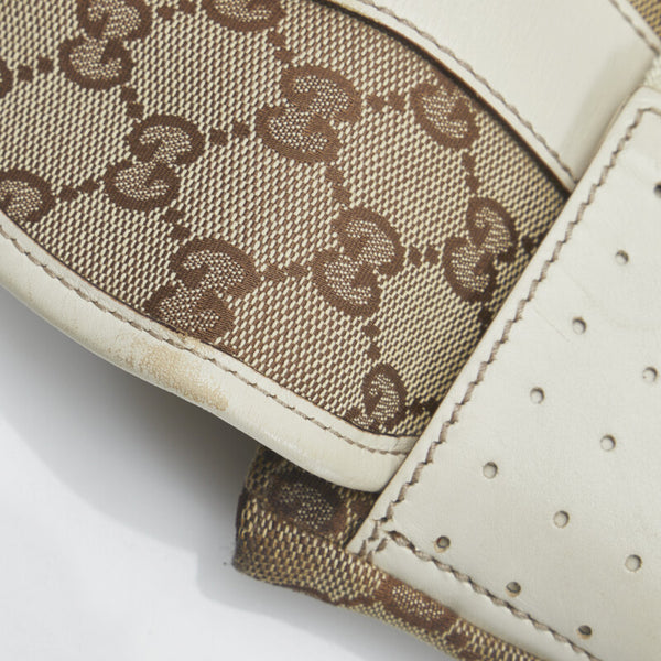 グッチ GGキャンバス ウエストバッグ ボディバッグ 145841 ブラウン ホワイト キャンバス レザー レディース GUCCI 【中古】