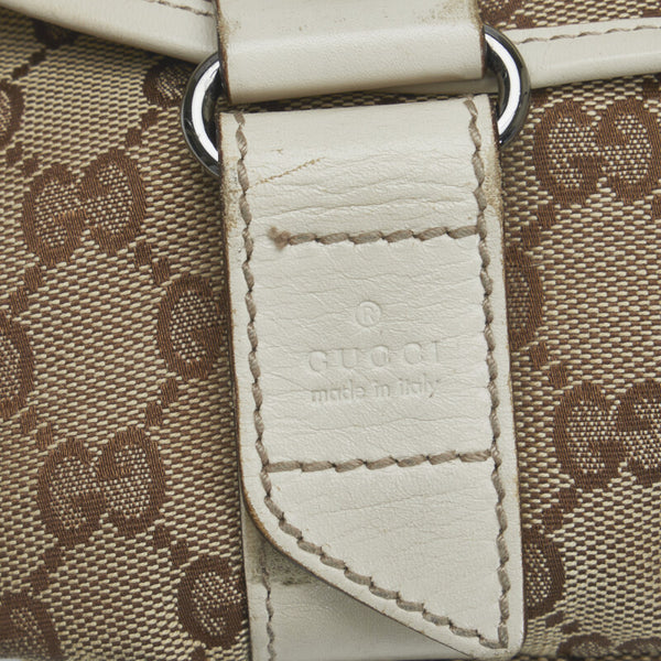 グッチ GGキャンバス ウエストバッグ ボディバッグ 145841 ブラウン ホワイト キャンバス レザー レディース GUCCI 【中古】