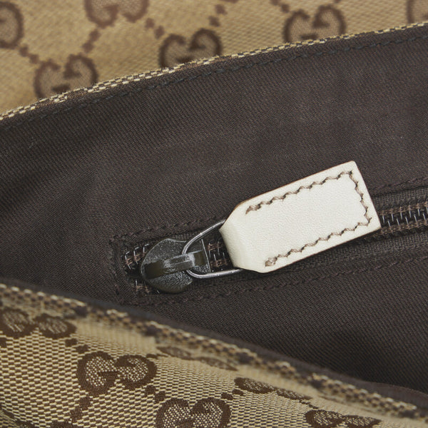 グッチ GGキャンバス ウエストバッグ ボディバッグ 145841 ブラウン ホワイト キャンバス レザー レディース GUCCI 【中古】