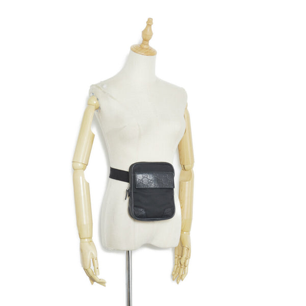 グッチ グッチシマ ウエストバッグ ウエストポーチ 161823 ブラック ナイロン レザー メンズ GUCCI 【中古】