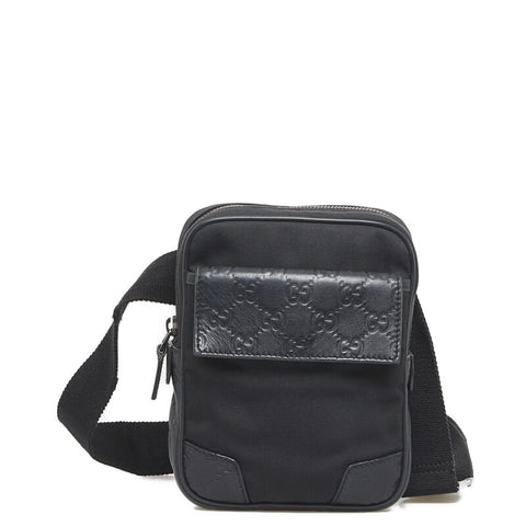 グッチ グッチシマ ウエストバッグ ウエストポーチ 161823 ブラック ナイロン レザー メンズ GUCCI 【中古】