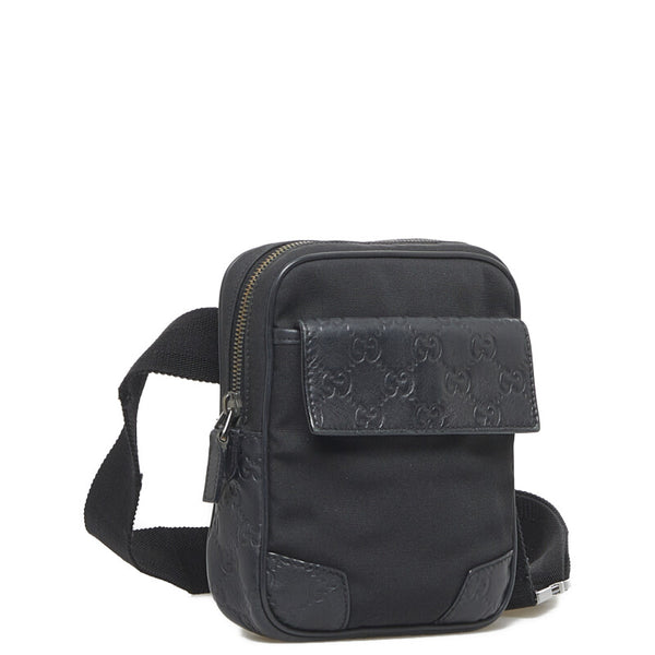 グッチ グッチシマ ウエストバッグ ウエストポーチ 161823 ブラック ナイロン レザー メンズ GUCCI 【中古】