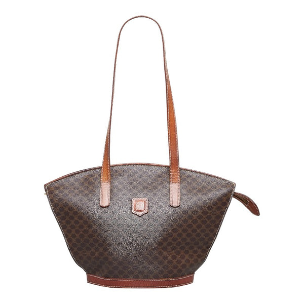 セリーヌ マカダム ハンドバッグ トートバッグ ブラウン PVC レザー レディース CELINE 【中古】