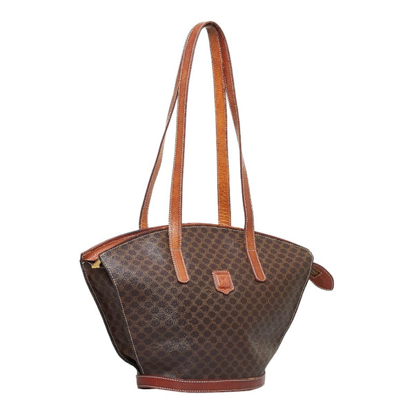 セリーヌ マカダム ハンドバッグ トートバッグ ブラウン PVC レザー レディース CELINE 【中古】