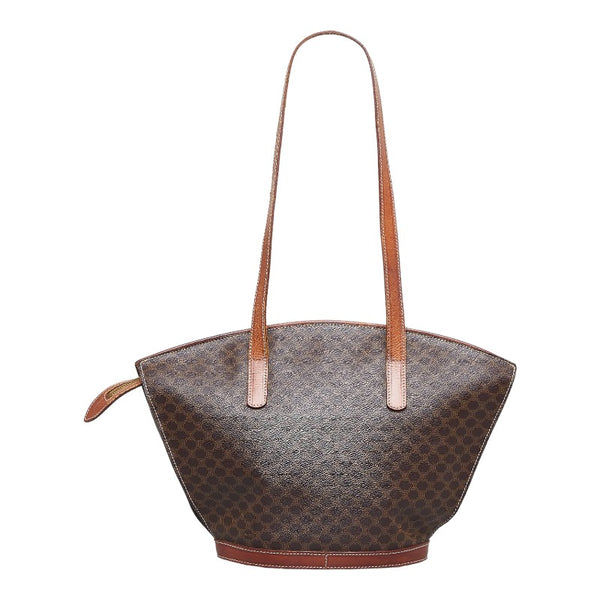 セリーヌ マカダム ハンドバッグ トートバッグ ブラウン PVC レザー レディース CELINE 【中古】