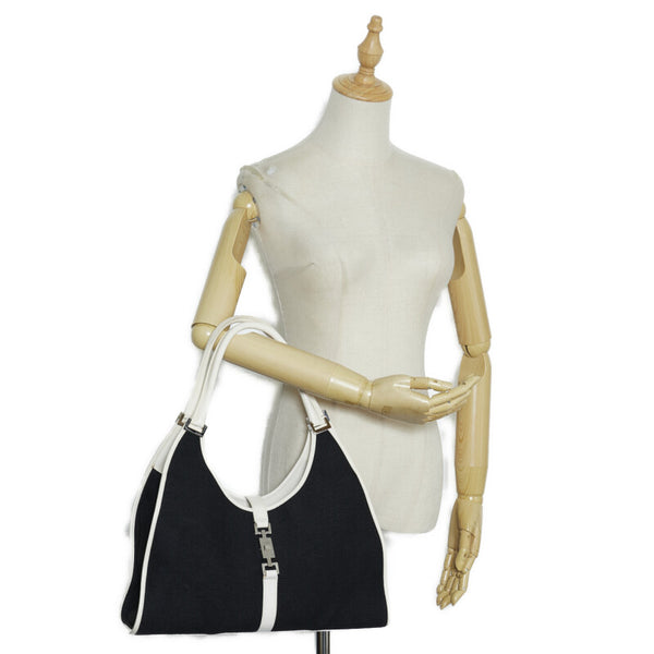 グッチ ジャッキー ハンドバッグ ショルダーバッグ 002-1066 ブラック ホワイト キャンバス レザー レディース GUCCI 【中古】