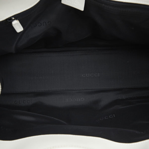 グッチ ジャッキー ハンドバッグ ショルダーバッグ 002-1066 ブラック ホワイト キャンバス レザー レディース GUCCI 【中古】